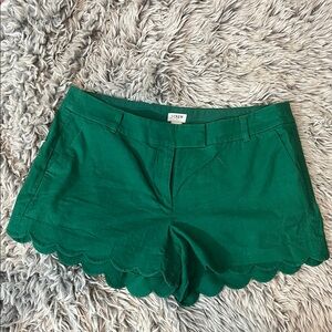 J. Crew Emerald Scalloped High Waist Shorts